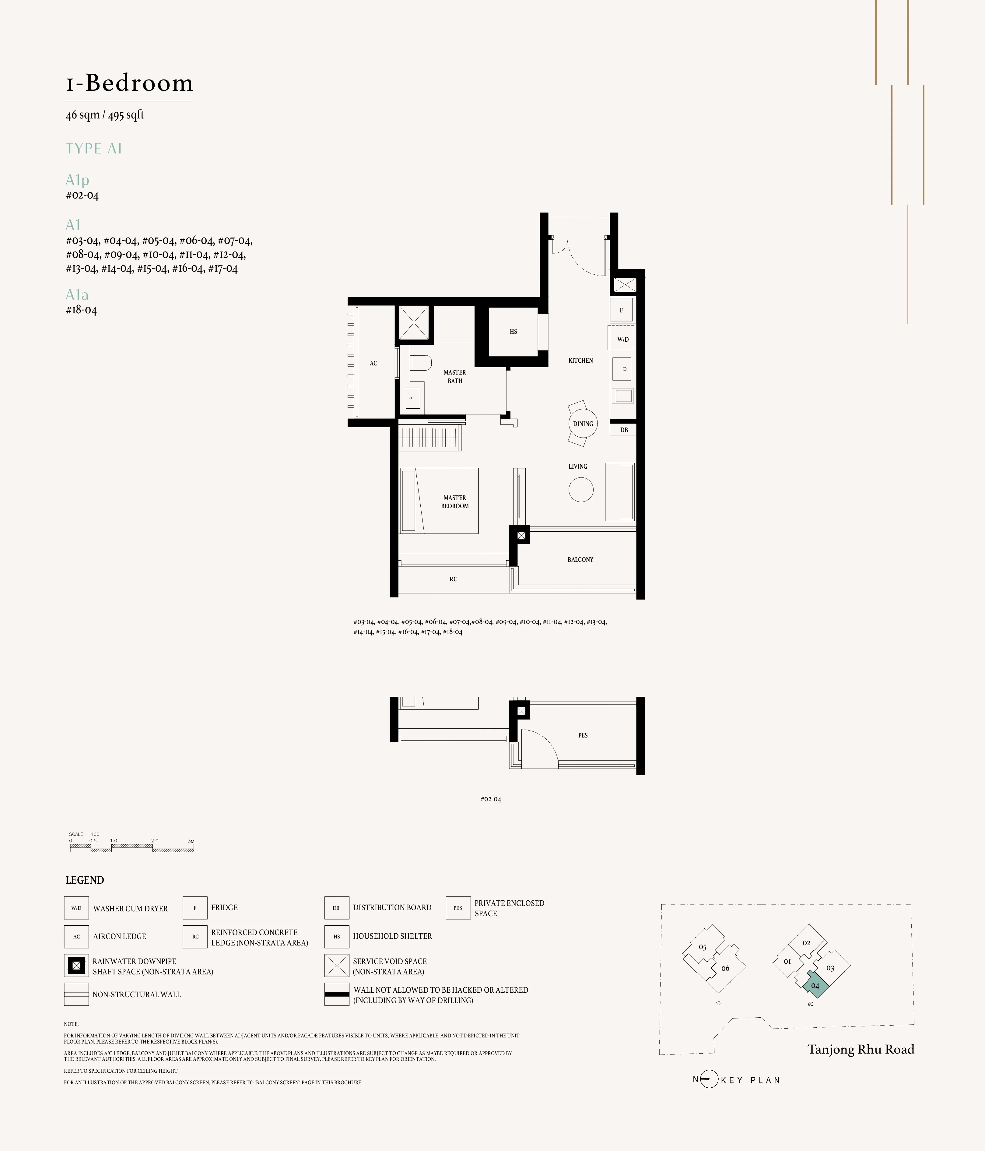 1BR Type A1 Floor Plan