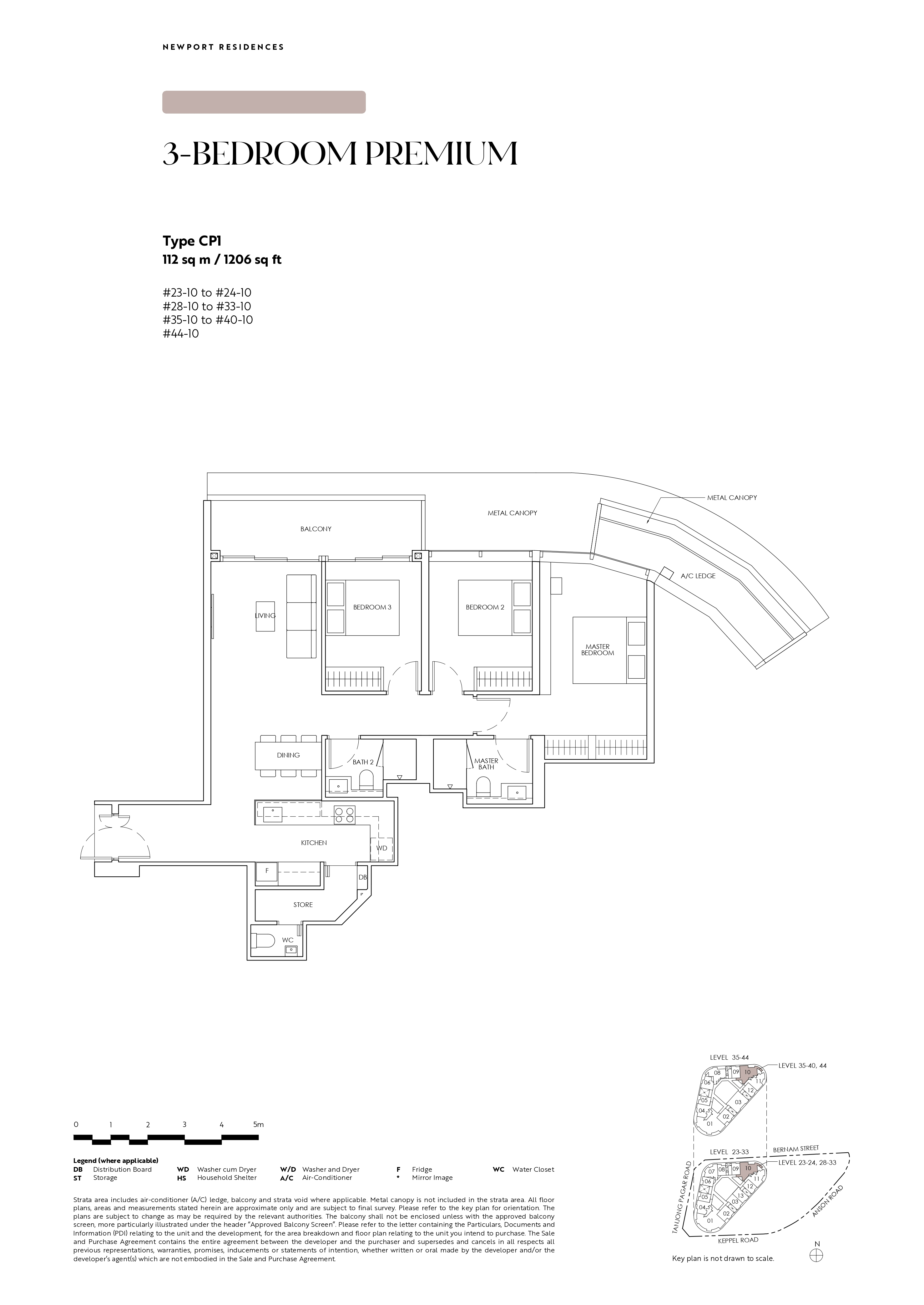 Newport Residences 3-Bedroom Premium Type CP1 - 1227 sqft